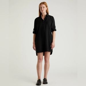 NEW Quince Vintage Wash Tencel Roll Sleeve Tunic Dress Washed Black Sz XL